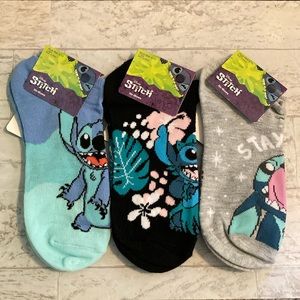 Disney Stitch from Lilo & Stitch 3 Piece No-Shows Sock Bundle